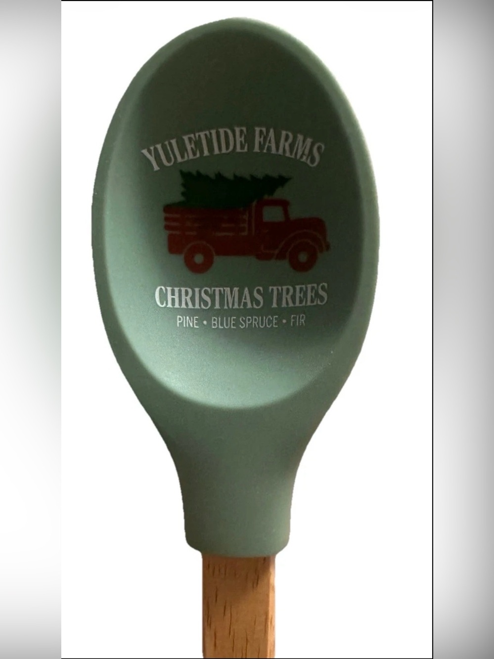 Krumbs Kitchen Farmhouse Christmas Silicone Mixing Spoon w/ Wooden Handle Truck